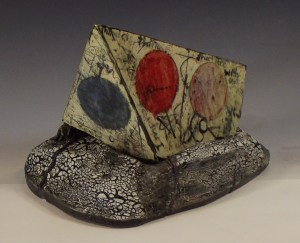 Future Memory Objectified, Cone 04 Earthenware with Decals, 11” X 17”X12, 2014